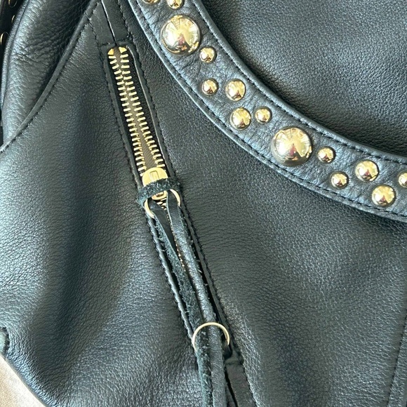Large Botkier Studded Black Leather Shoulder Bag Barely Used Storage Bag - Picture 3 of 11